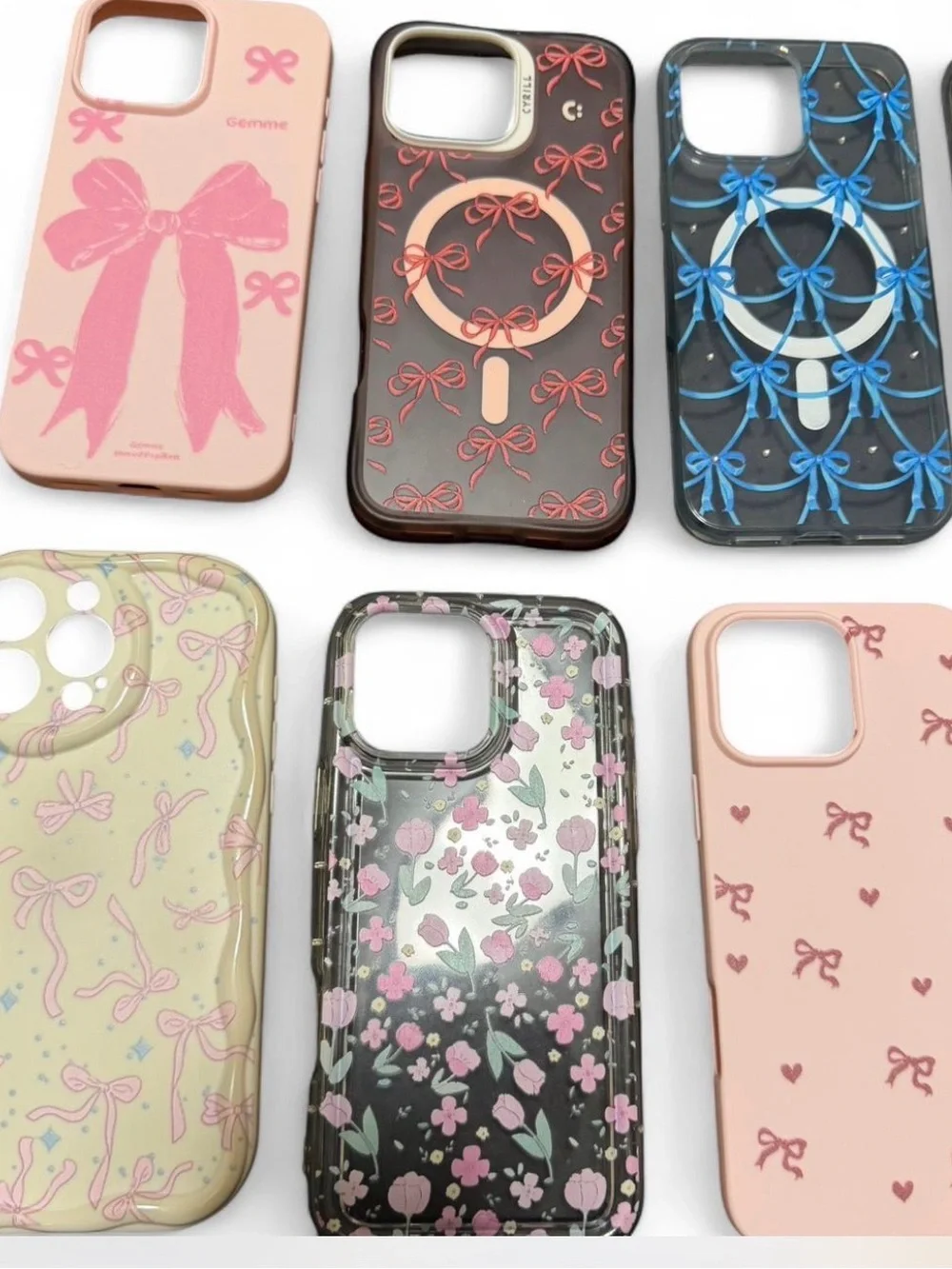 Lot of 10 Stylish Bow Pattern iPhone 16 pro max Cases- Pink & Black Options